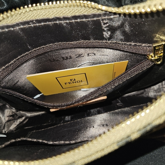 Fendi fendessence mini baguette handbag purse tan & brown fabric bag - Picture 2 of 6